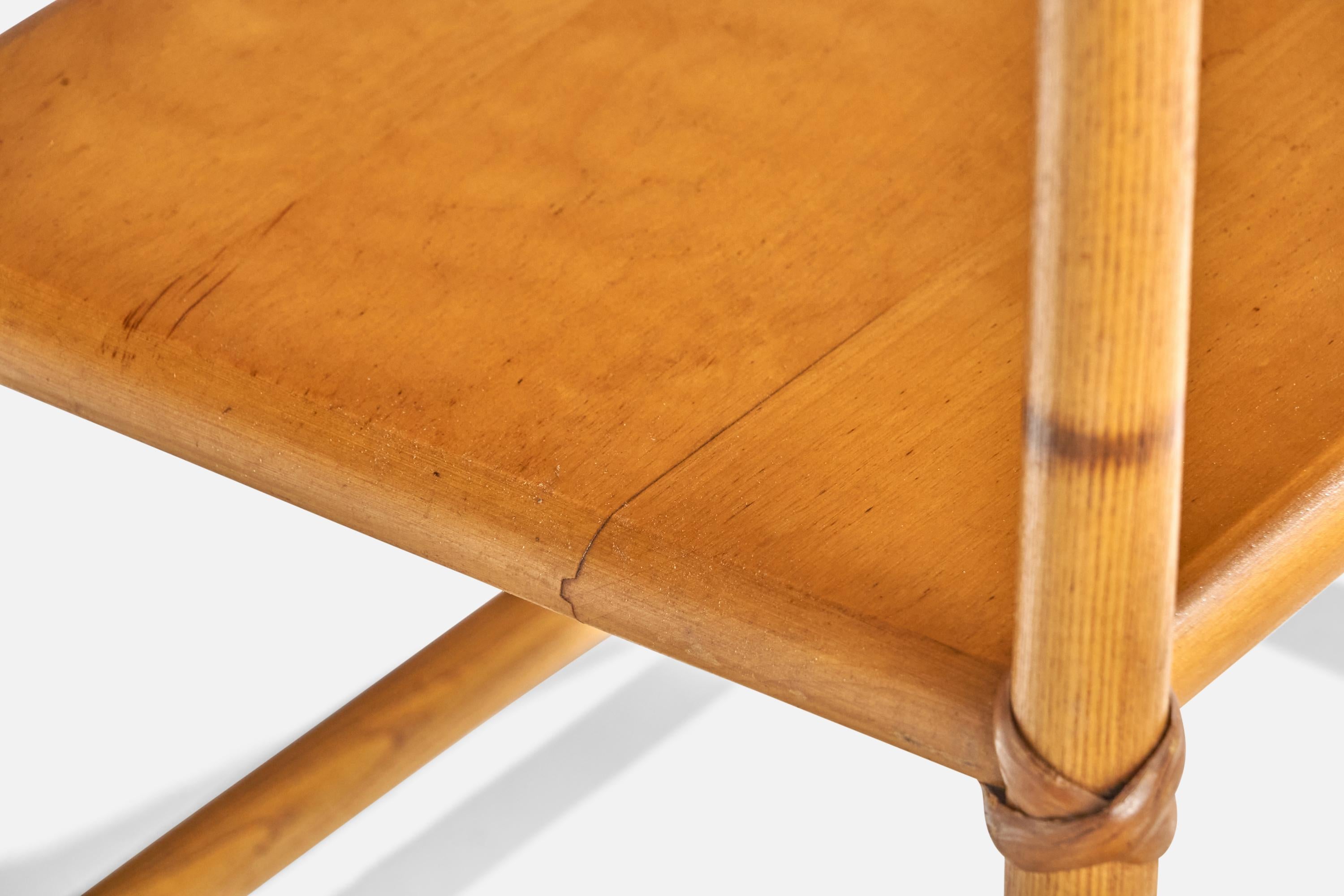 Heywood Wakefield, Tavolini, Oak, Rattan, USA, anni '50 in vendita 3