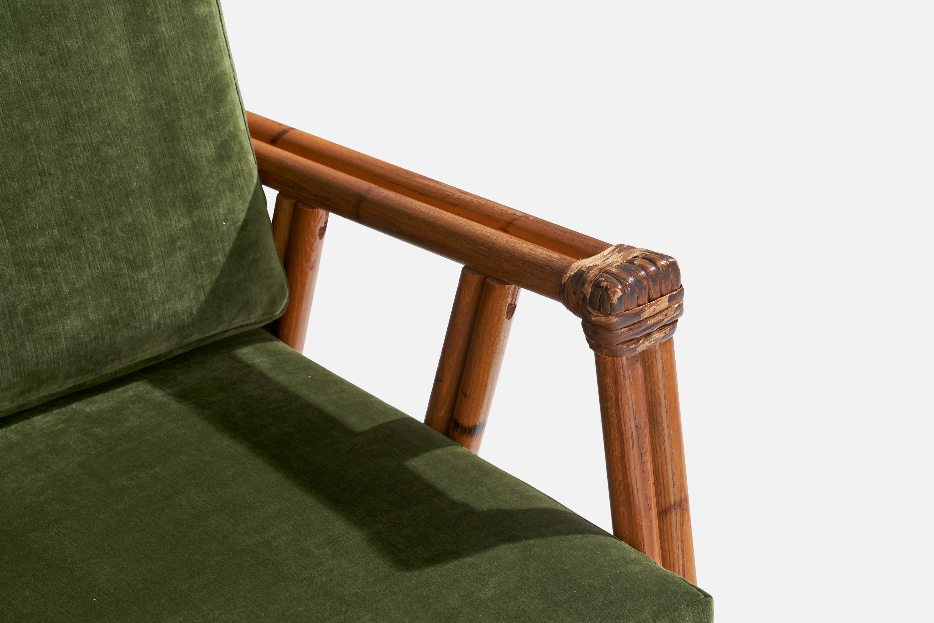 Heywood Wakefield, Sofa, Oak, Rattan, Velvet, USA, 1950s 5
