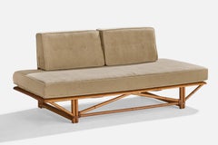 Heywood Wakefield, Sofá, Roble, Ratán, Terciopelo, EEUU, Años 50