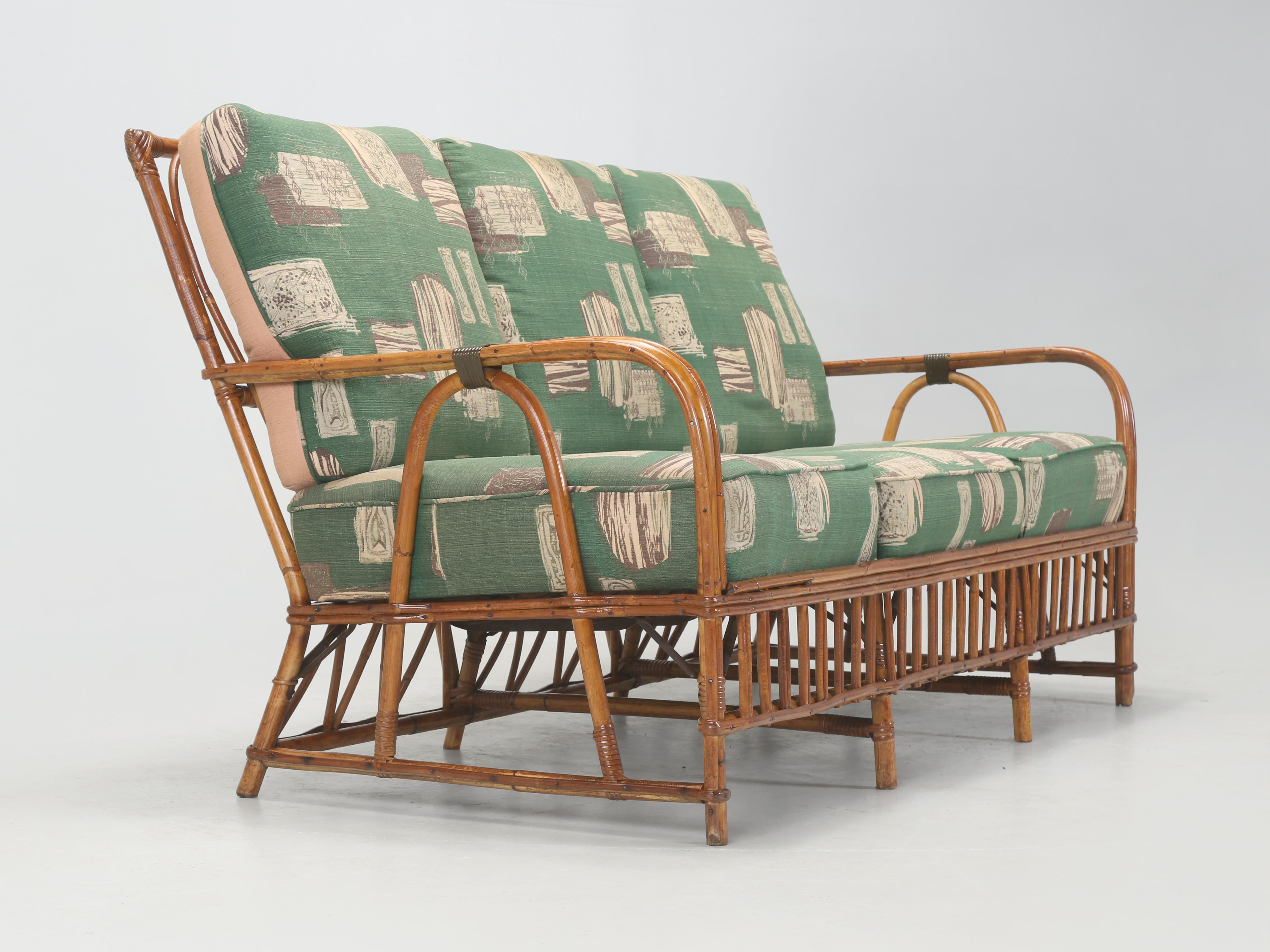 Heywood-Wakefield Sofa with End Tables and Pair Chairs in Original Fabric 1930’s In Good Condition In Chicago, IL