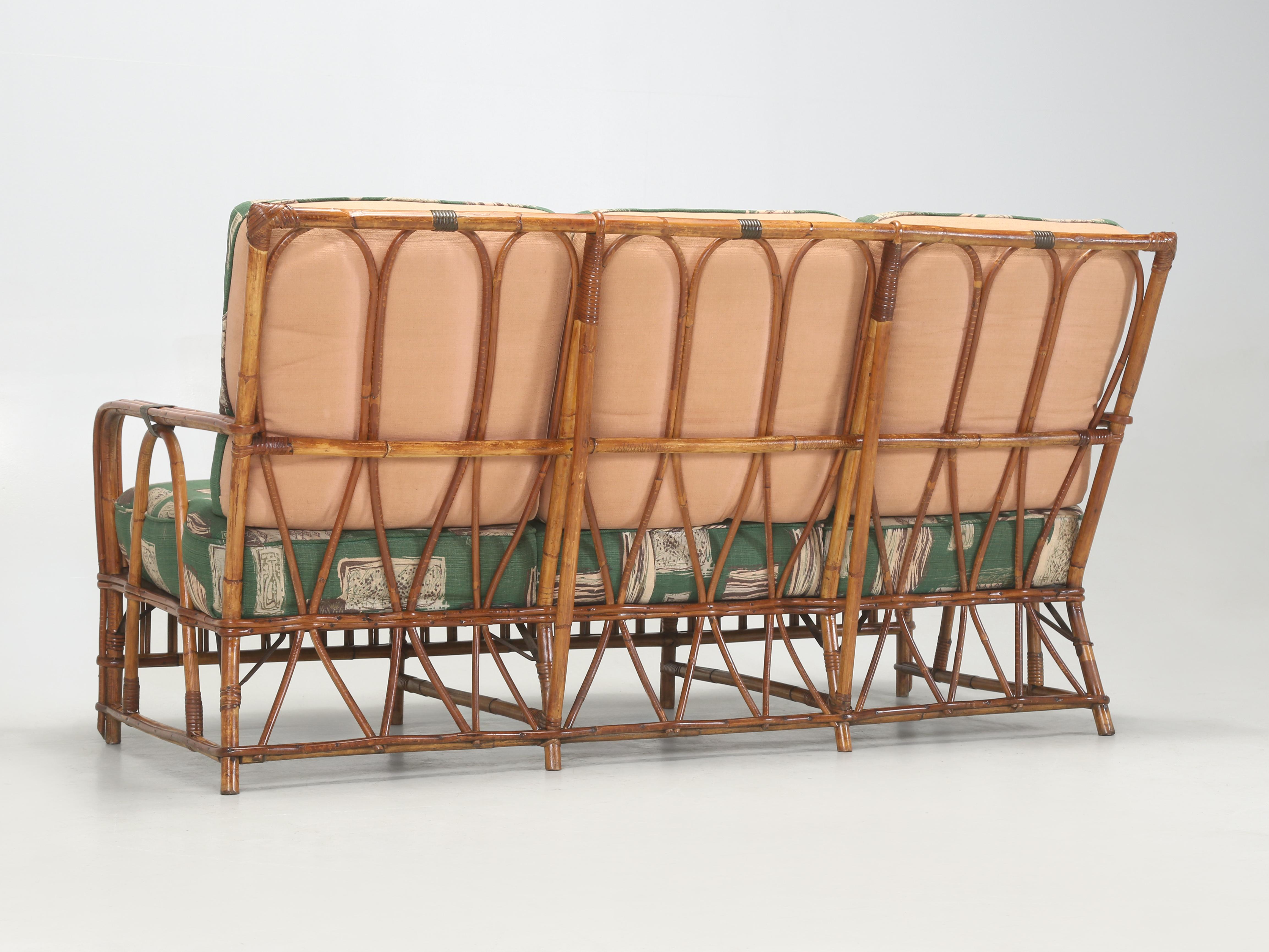 Mid-20th Century Heywood-Wakefield Sofa with End Tables and Pair Chairs in Original Fabric 1930’s