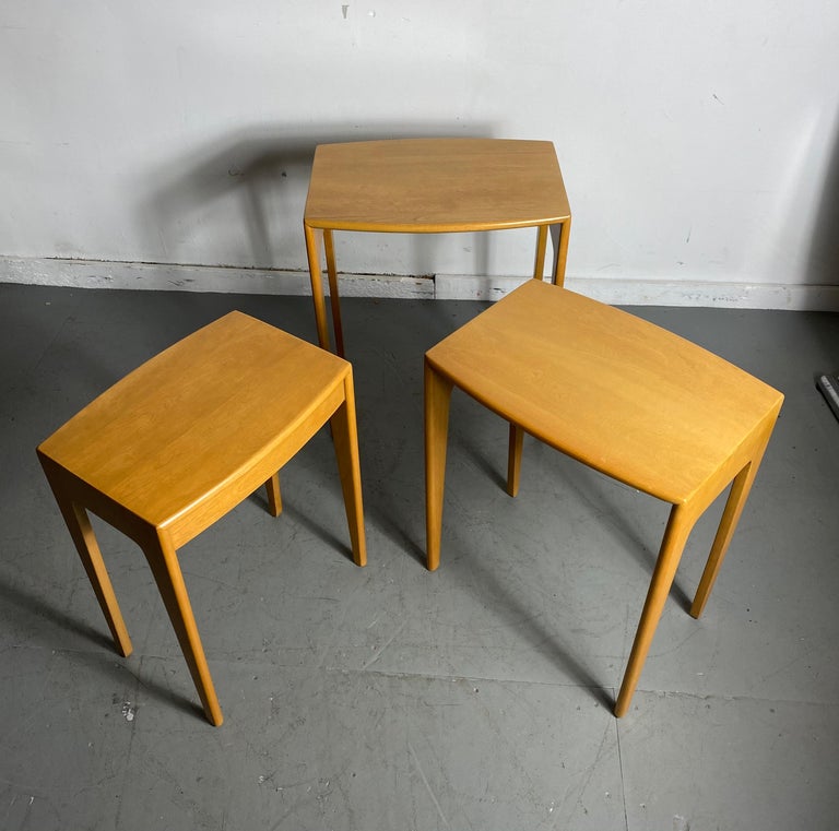 Heywood Wakefield Solid Birch MidCentury Modern Nesting Tables at 1stDibs