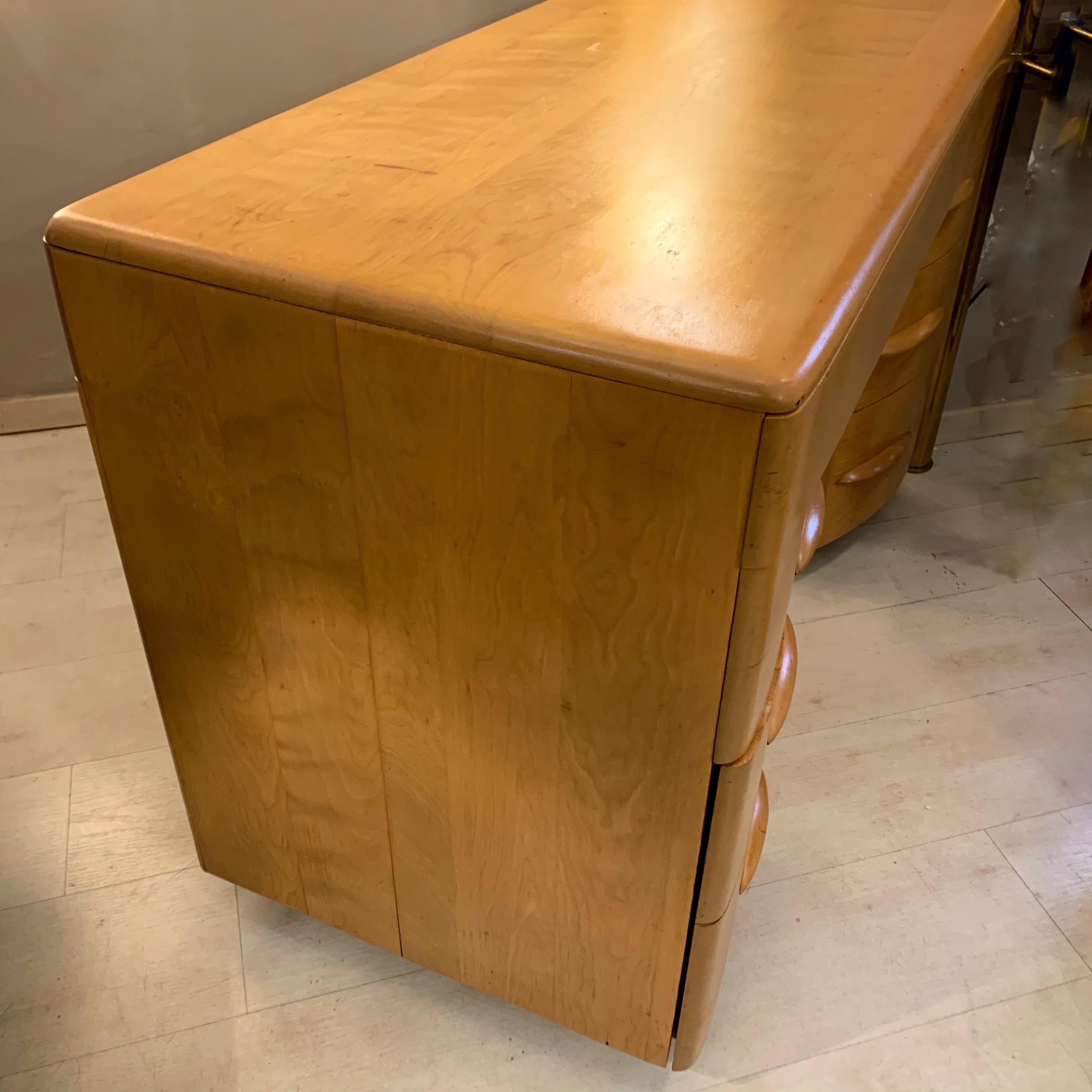 Heywood-Wakefield Solid Maple Wheat Kneehole Desk, 1950s 4