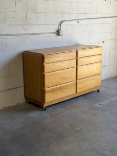 Heywood Wakefield Stardust Maple 8 Drawer Storage Lowboy Dresser MCM 1950s