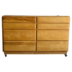 Heywood Wakefield Stardust Maple 8 Drawer Storage Lowboy Dresser MCM 1950s