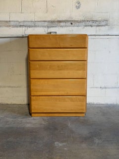 Heywood Wakefield Stardust Maple Tallboy Chest of Drawers MCM 1950s