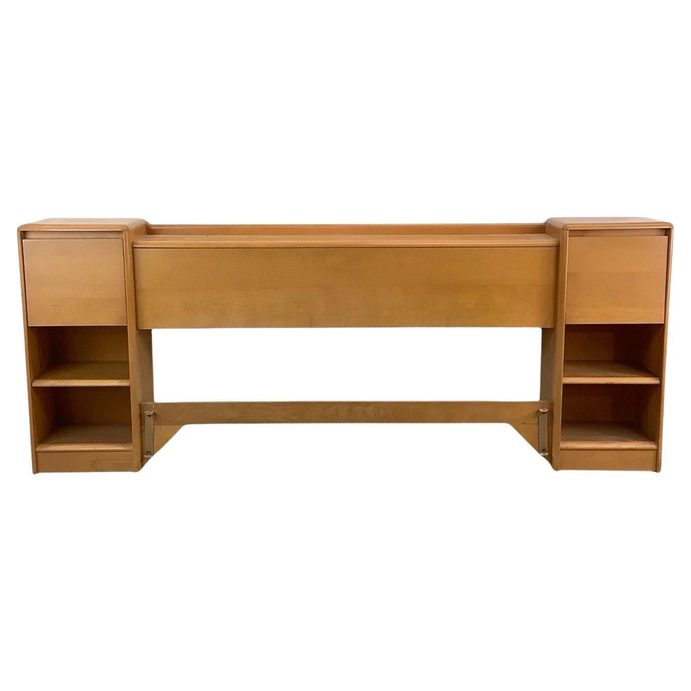 Heywood-Wakefield Tête de lit avec tables de nuit intégrées