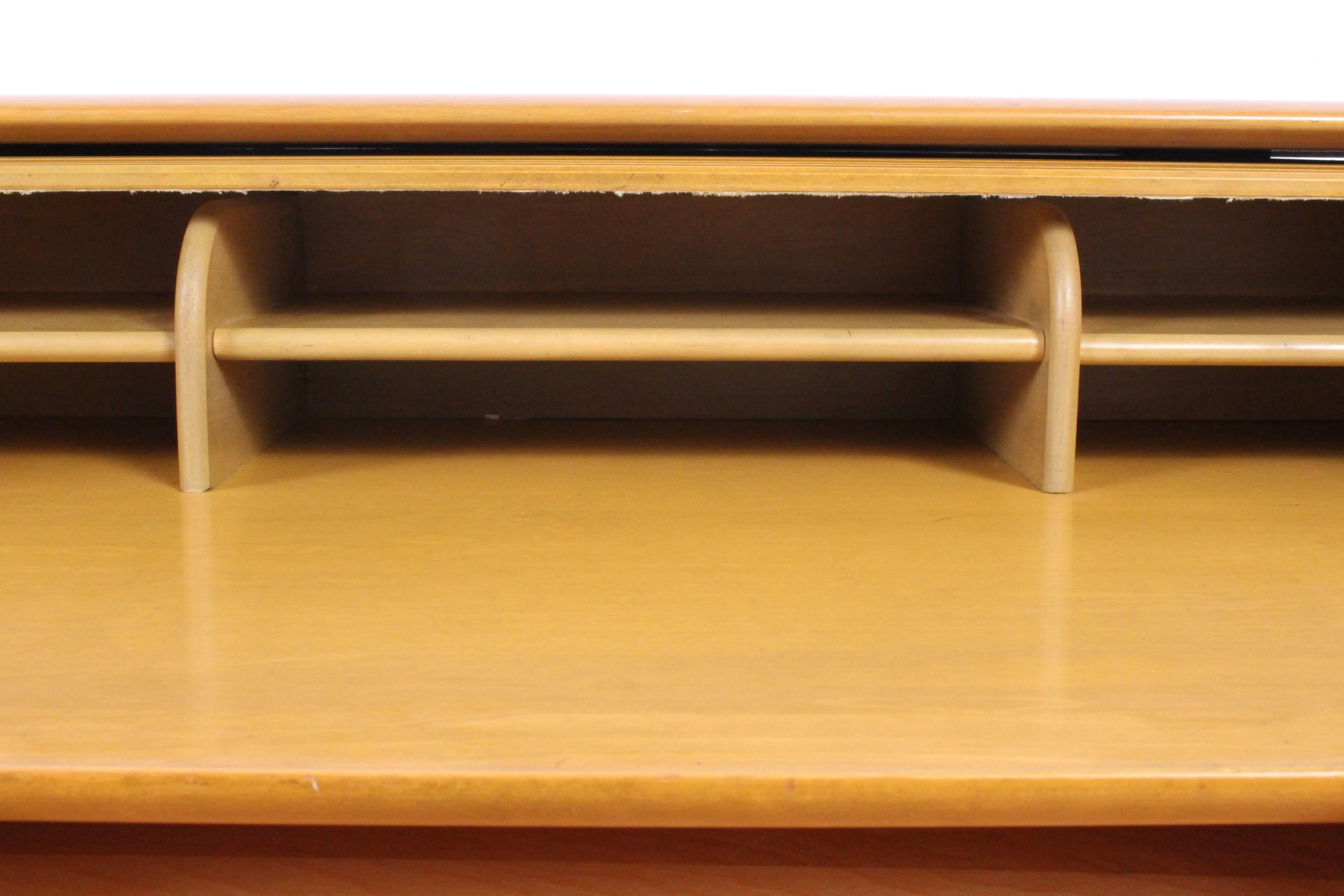 Birch Heywood-Wakefield Streamlined Roll Top Desk, 1960s
