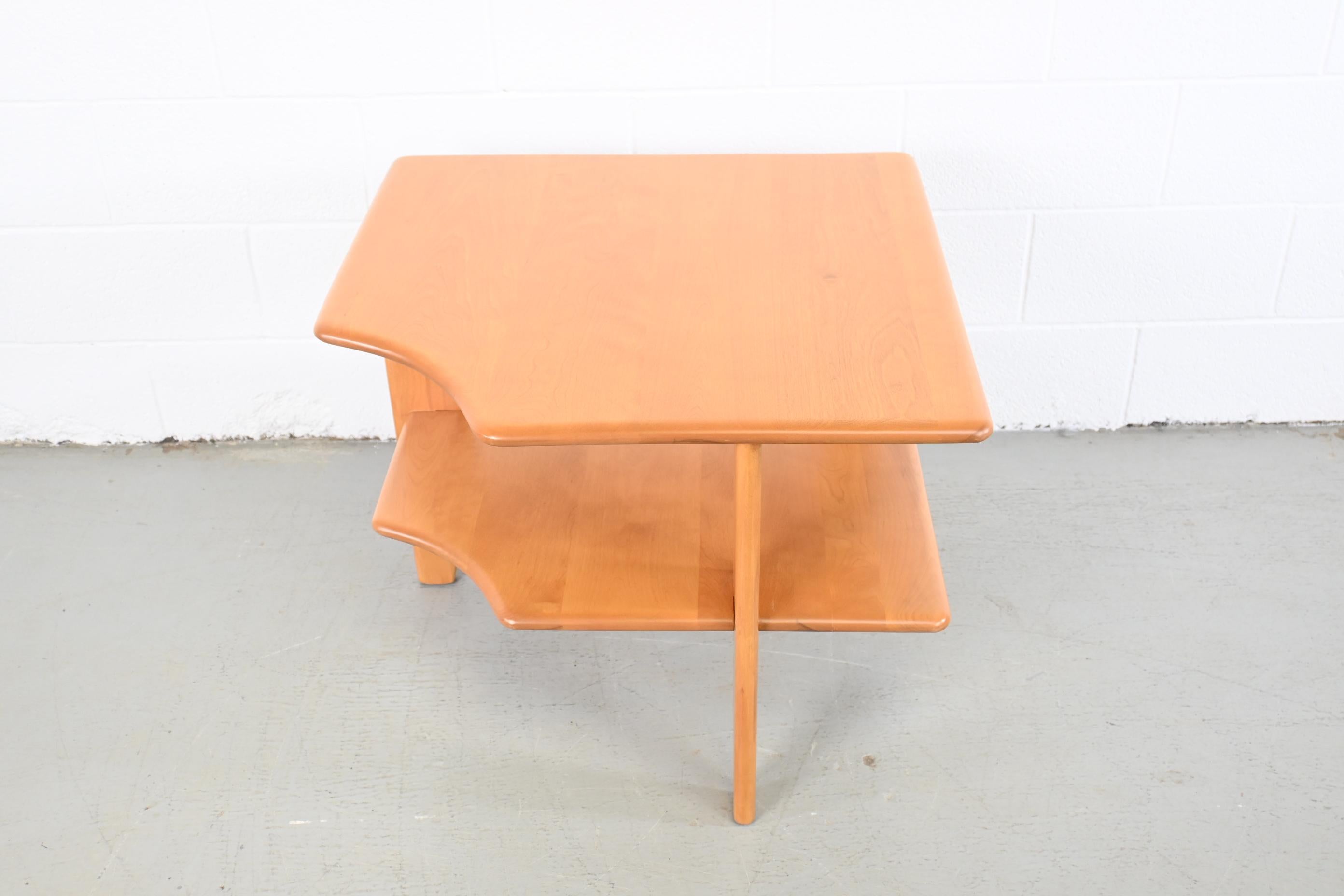 American Heywood Wakefield Style Mid-Century Modern Birch Corner Table For Sale