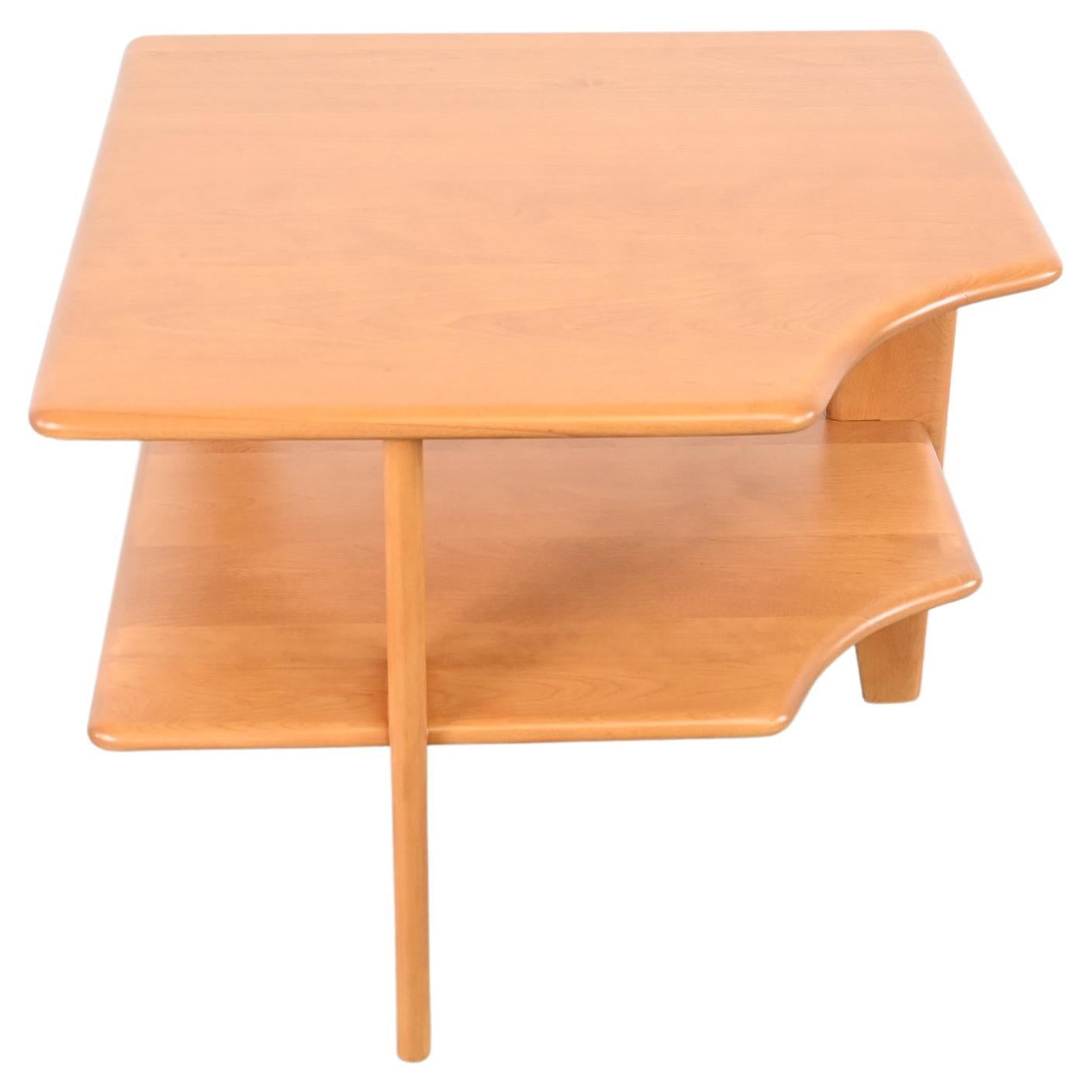 Heywood Wakefield Style Mid-Century Modern Birch Corner Table For Sale