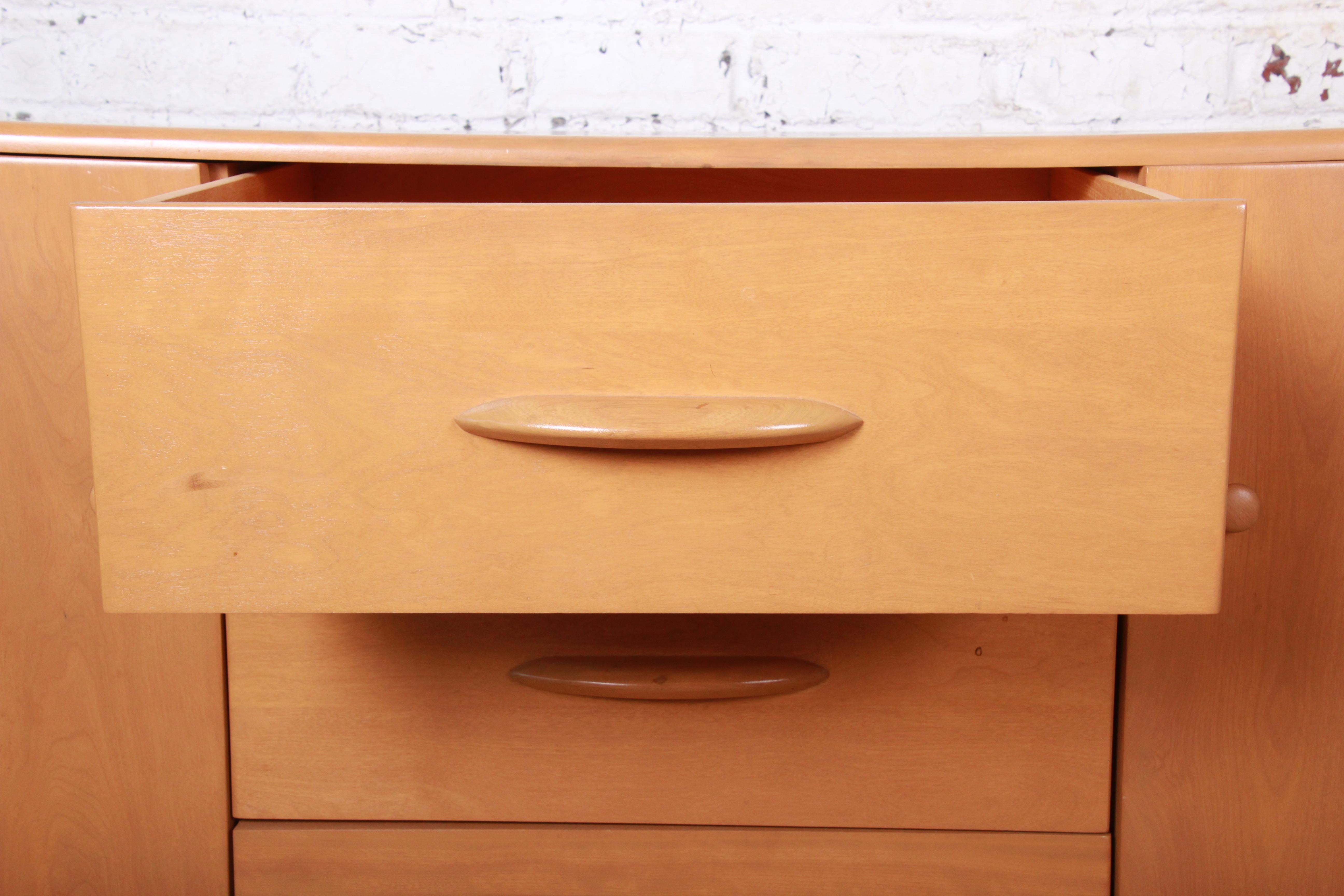 Heywood Wakefield Style Mid-Century Modern Solid Maple Sideboard Credenza, 1950s 2