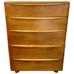 Heywood Wakefield Tall Wheat Five Drawer Chest of Drawers