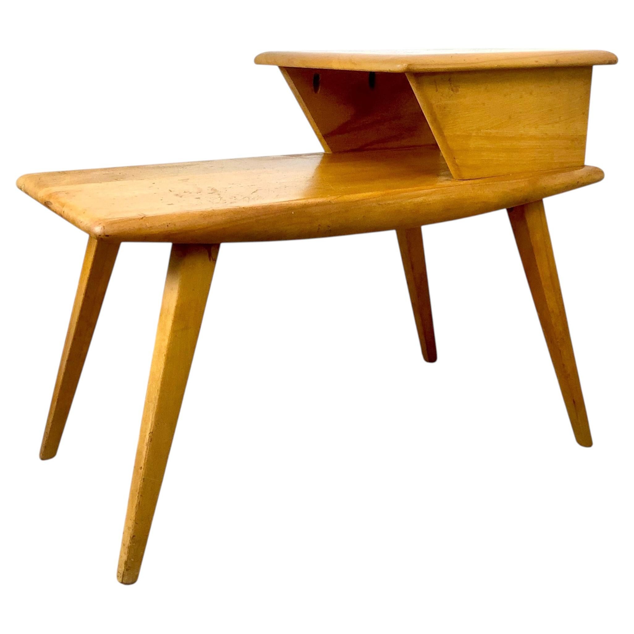 Heywood-Wakefield Two-Tier Birch Step Table, Mid-Century Modern For Sale