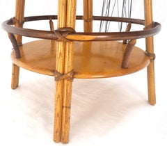 Heywood Wakefield Two Tier Rattan Solid Birch Top Side End Occasional Lamp Table