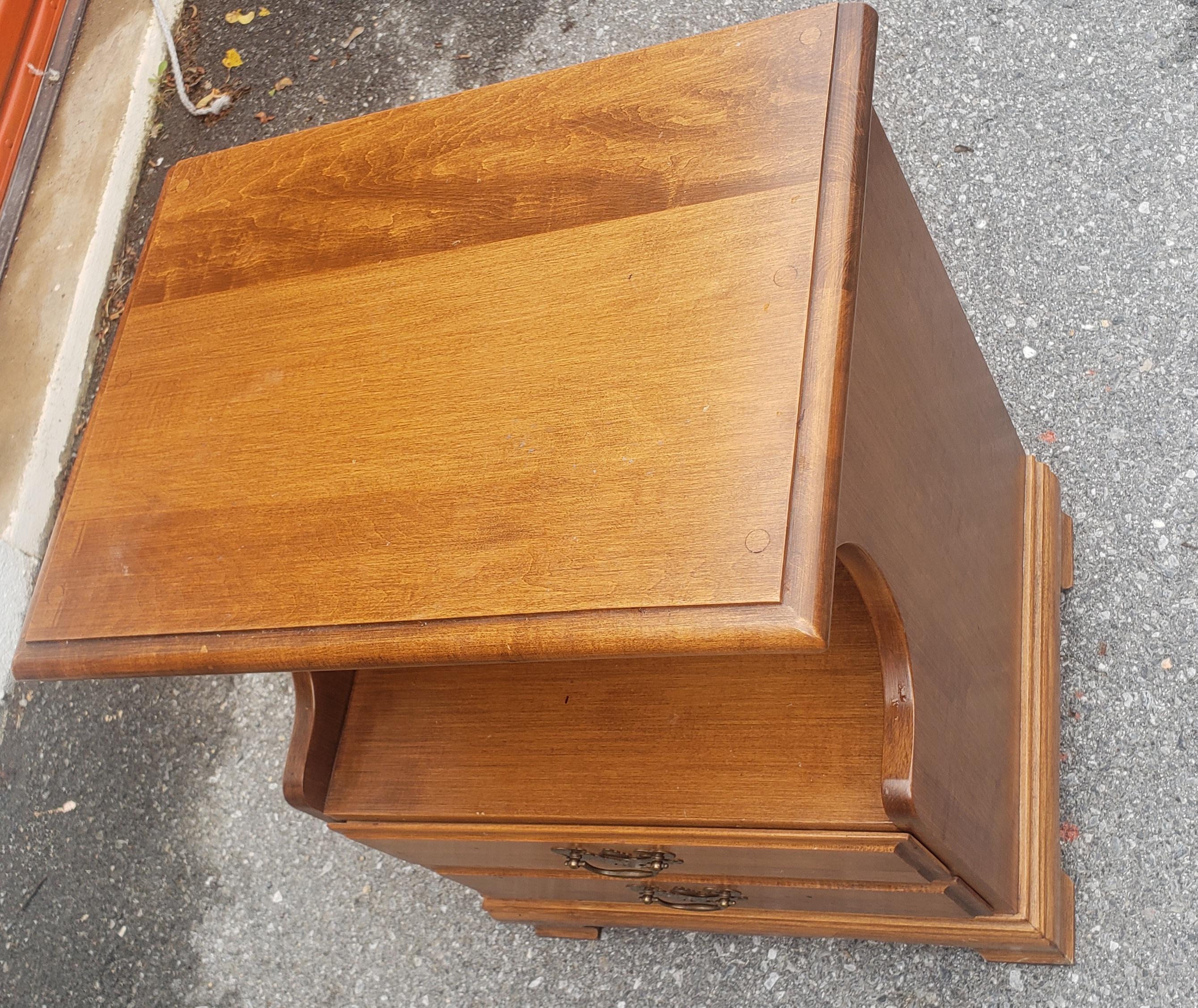 American Heywood Wakefield Two-Tier Two-Drawer Cinnamon Bedside Table For Sale