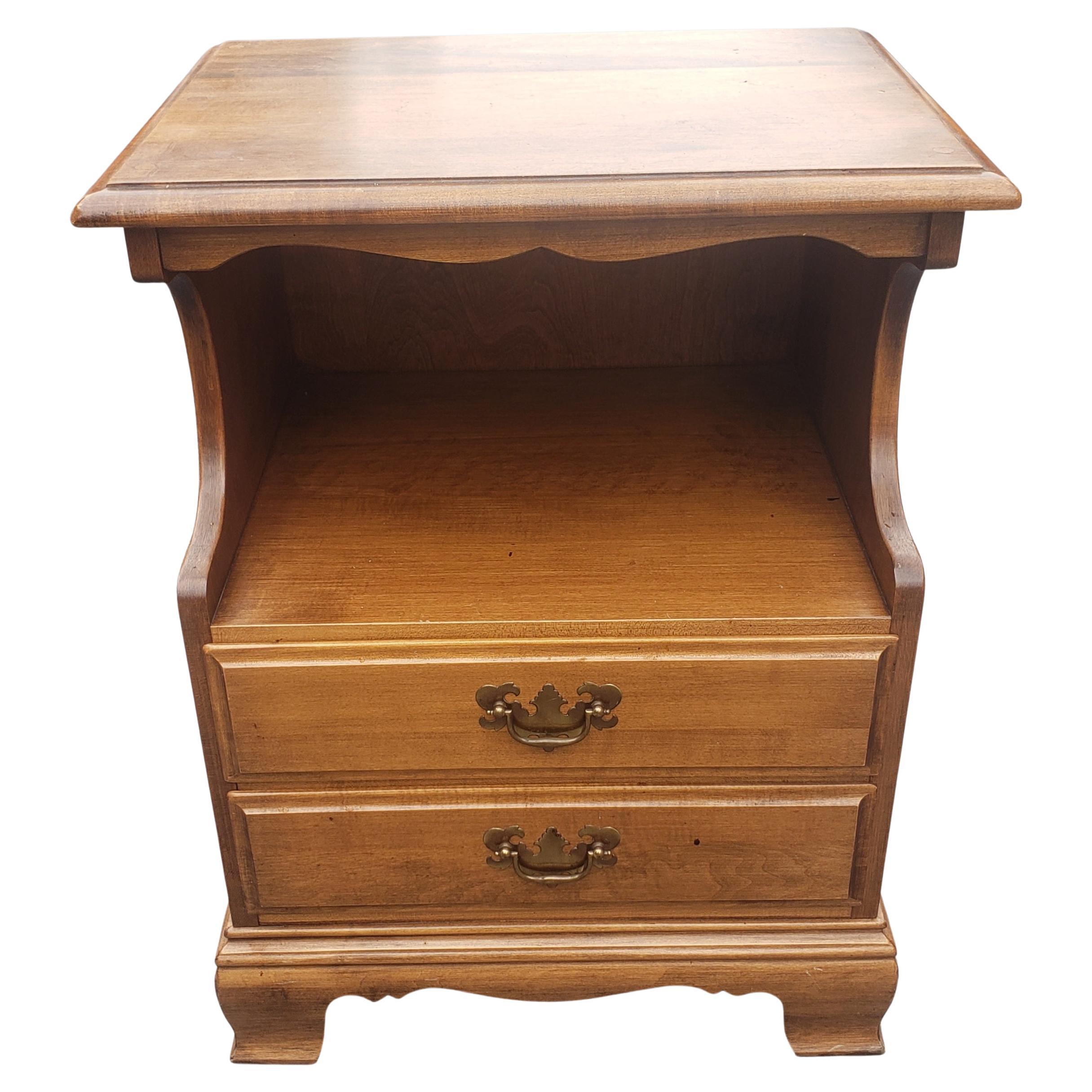 Heywood Wakefield Two-Tier Two-Drawer Cinnamon Bedside Table For Sale
