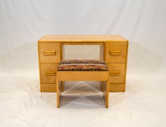 Heywood Wakefield Vanity and Bench or Child's Desk, C3574 and C3577