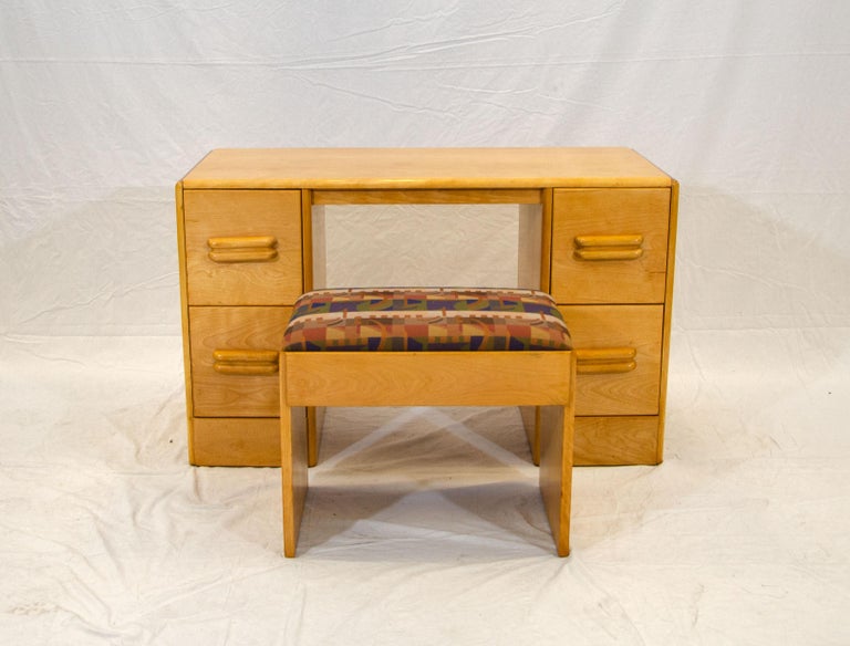 Heywood Wakefield Vanity And Bench Or Child S Desk C3574 C3577 At 1stdibs Heywood Wakefield Vanity And Bench Or, Heywood Wakefield Vanity Desk