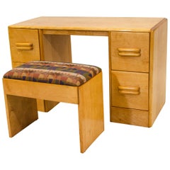 Heywood Wakefield Vanity and Bench or Child's Desk, C3574 and C3577