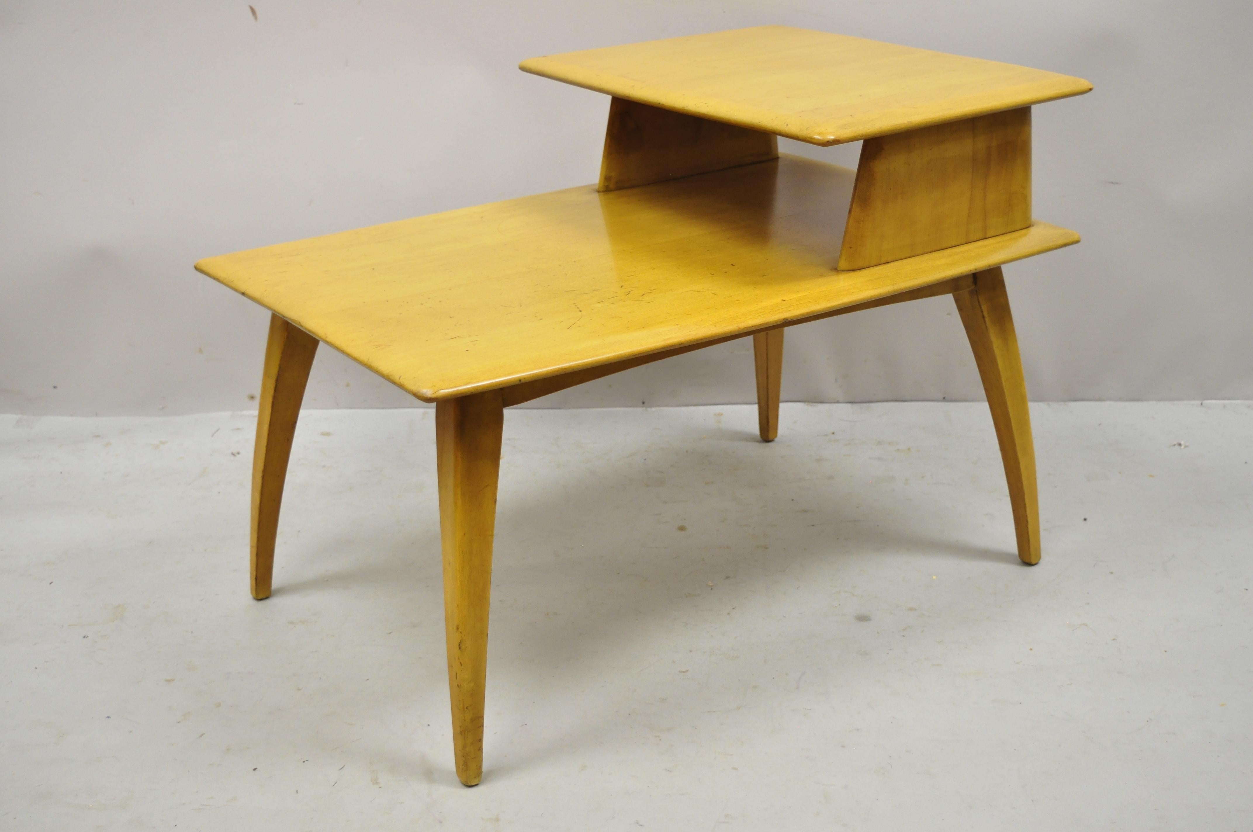 Heywood Wakefield Wheat Mid-Century Modern Birch Maple Step Side End Table 2