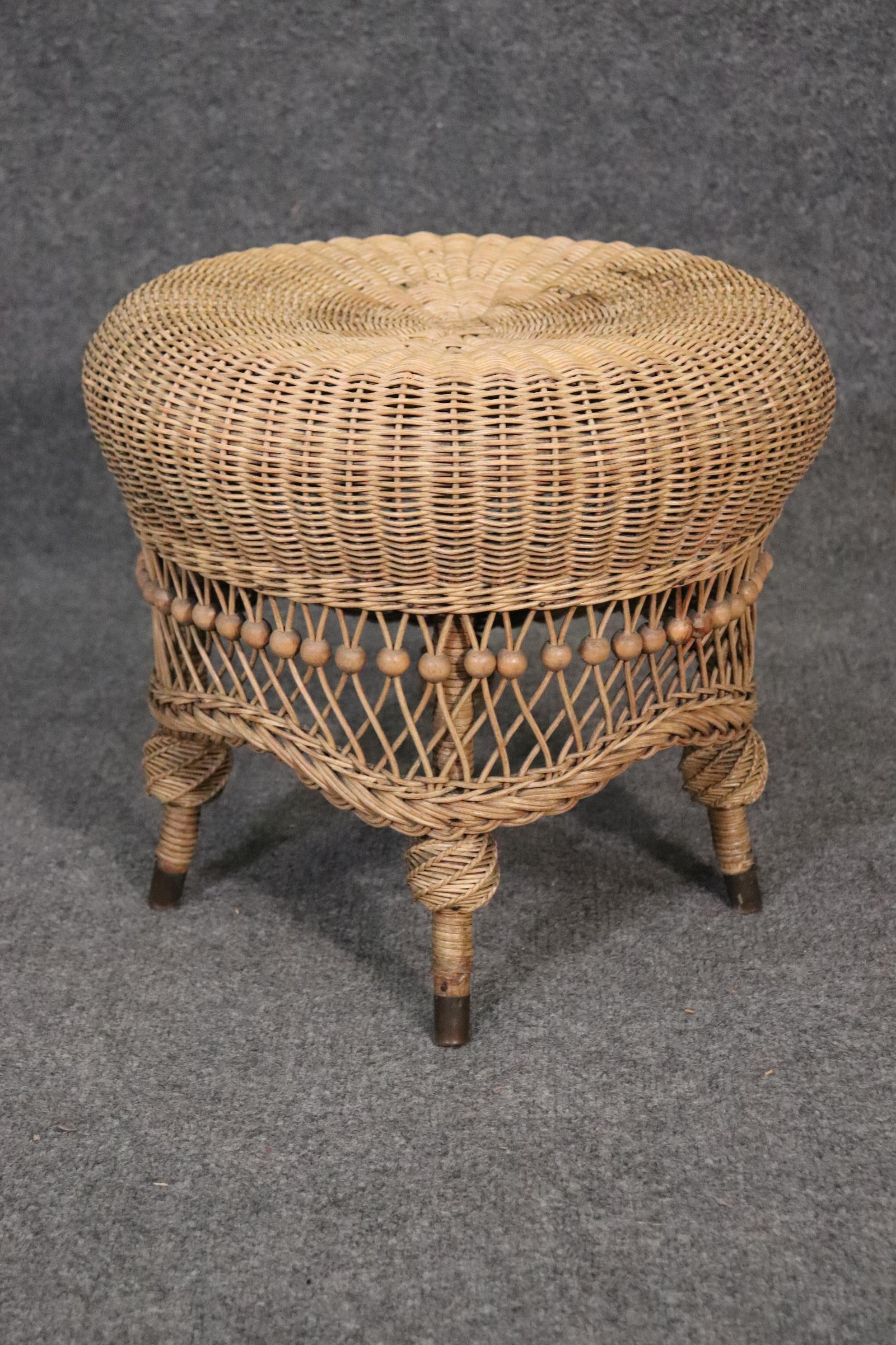 vintage wicker footstool