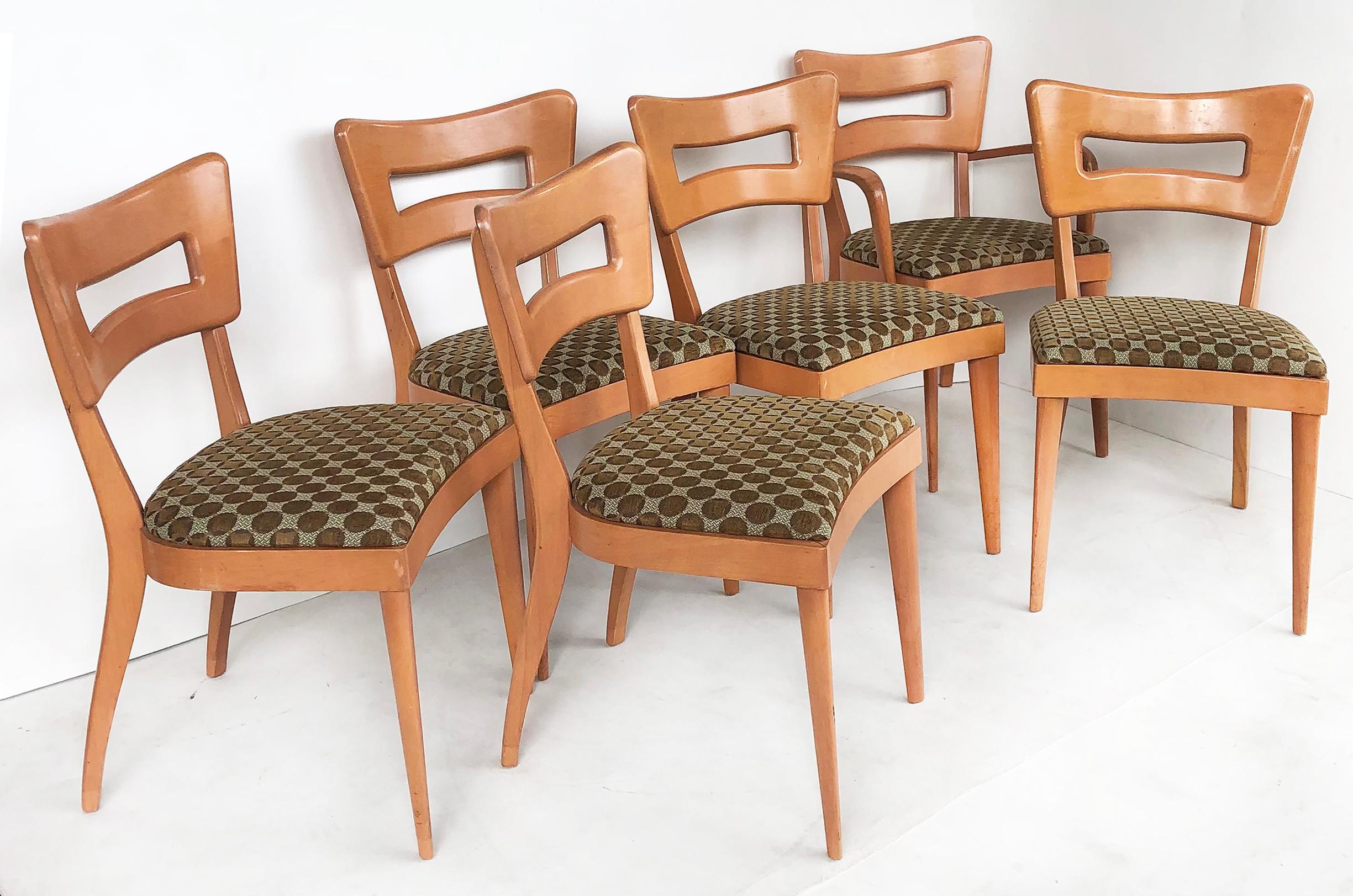 Heywood Wakefield wishbone dog-biscuit dining chairs set of six

Offered for sale is a set of six mid-century modern Heywood-Wakefield 