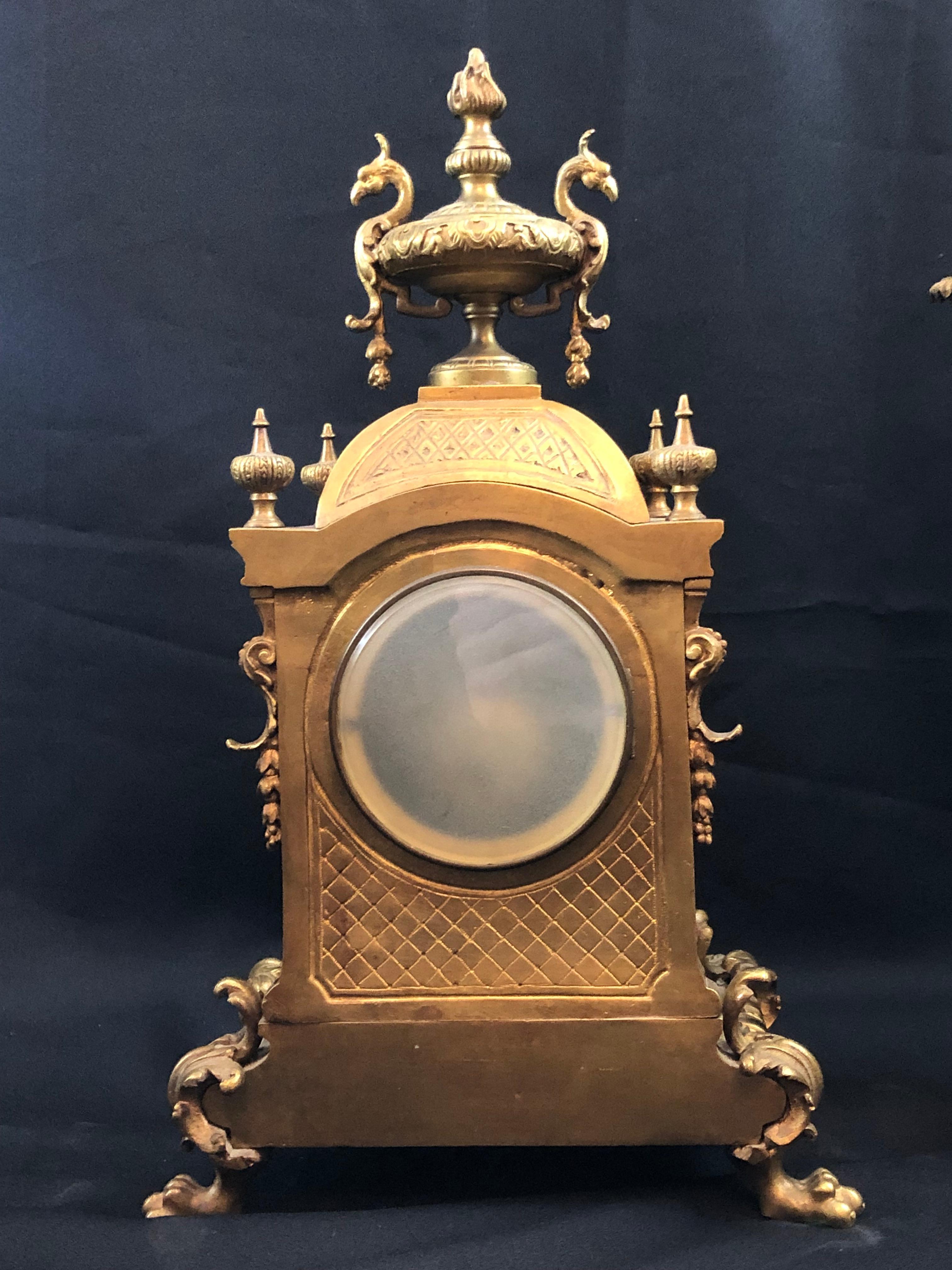 H&F Paris Three Piece Clock Set, Bronze, 19th Century, Candelabra, French 5