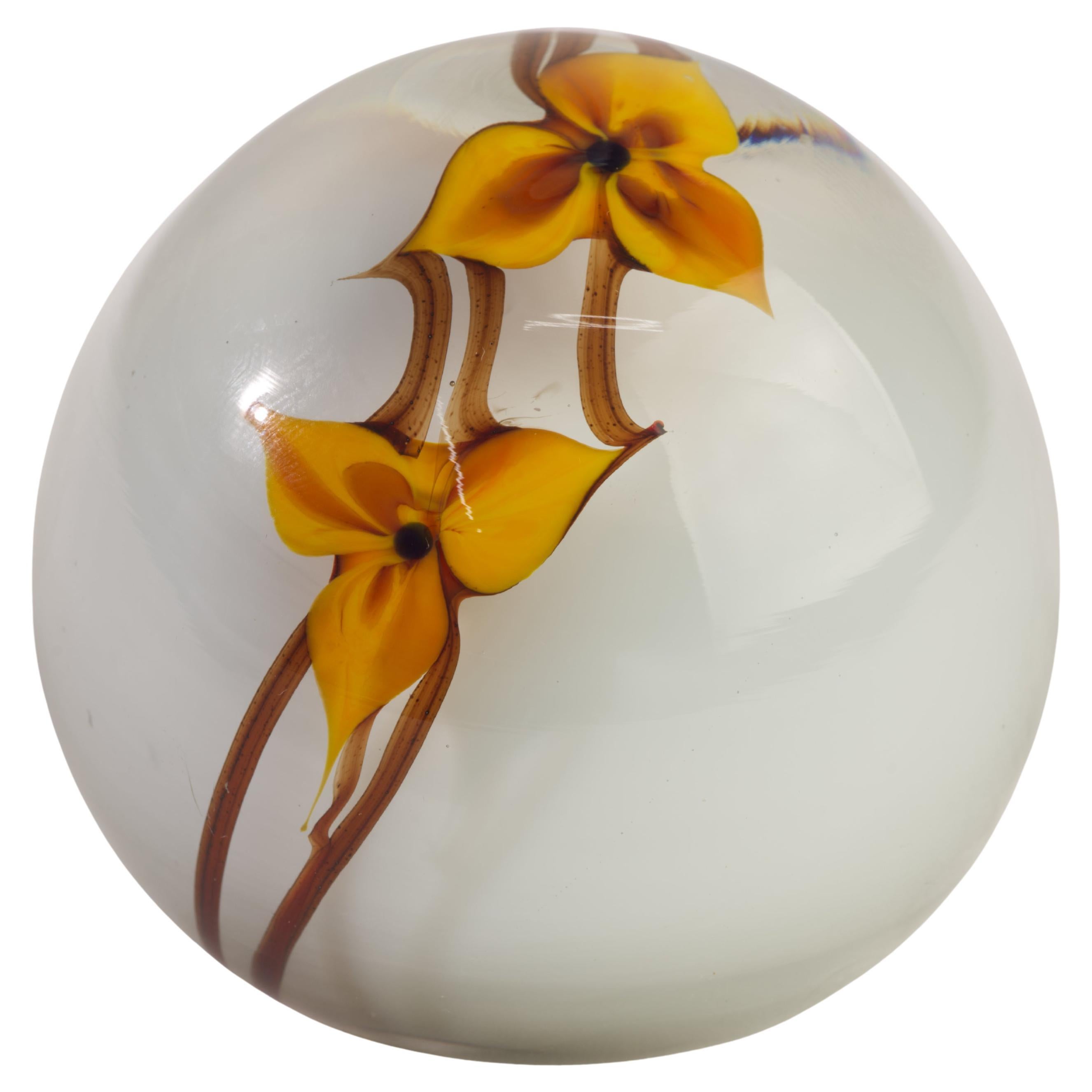 H.F.Wille Abstract Flower Paperweight, American Studio Art Glass