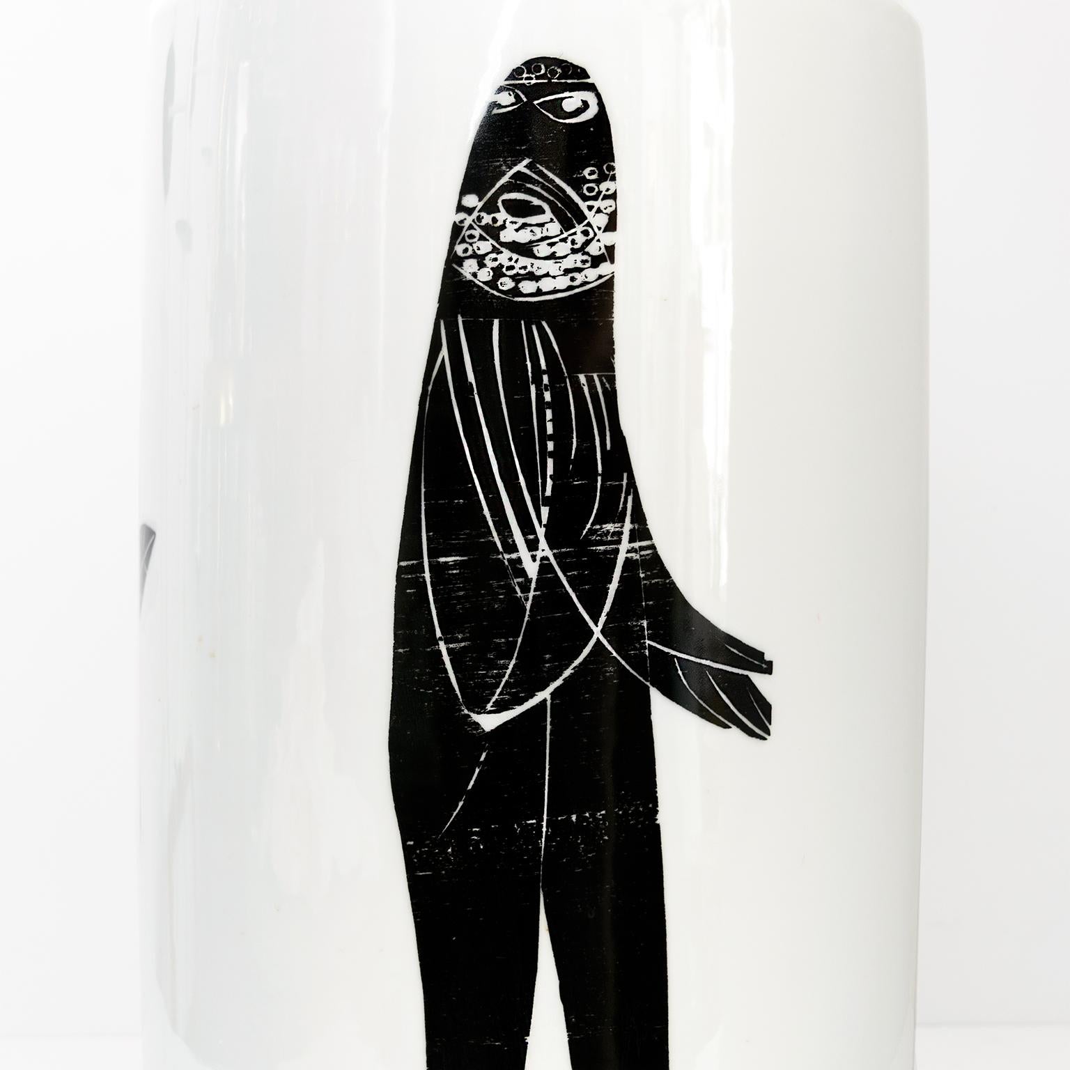Mid-Century Modern H&G Selb Heinrich Grand vase en porcelaine moderniste artistique avec figures en vente