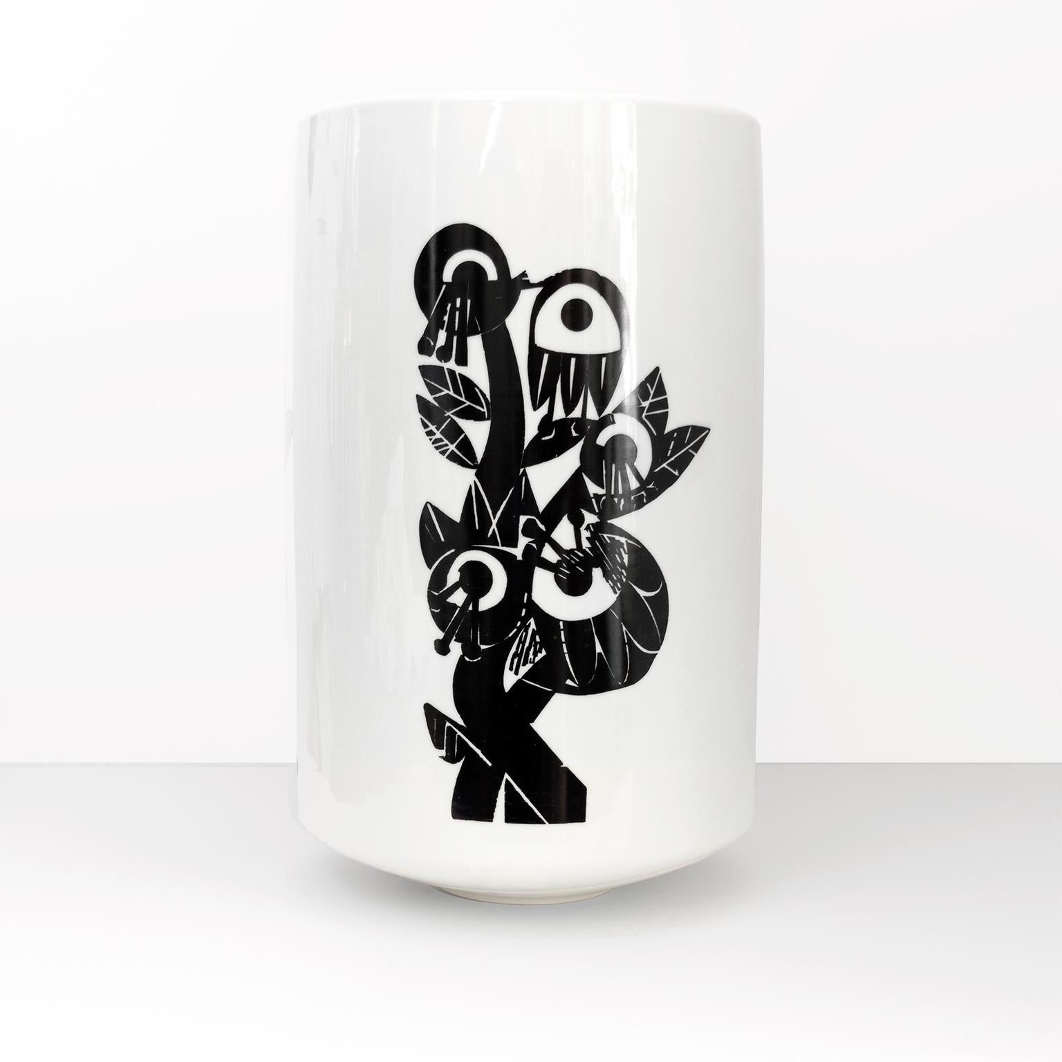 German H&G Selb Heinrich Large Artistic Modernist Porcelain Vase with Figures For Sale