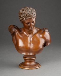 H.Gladenbeck : "Buste d'Hermès par Praxiteles" - Bronze patiné - fin C.I.C.