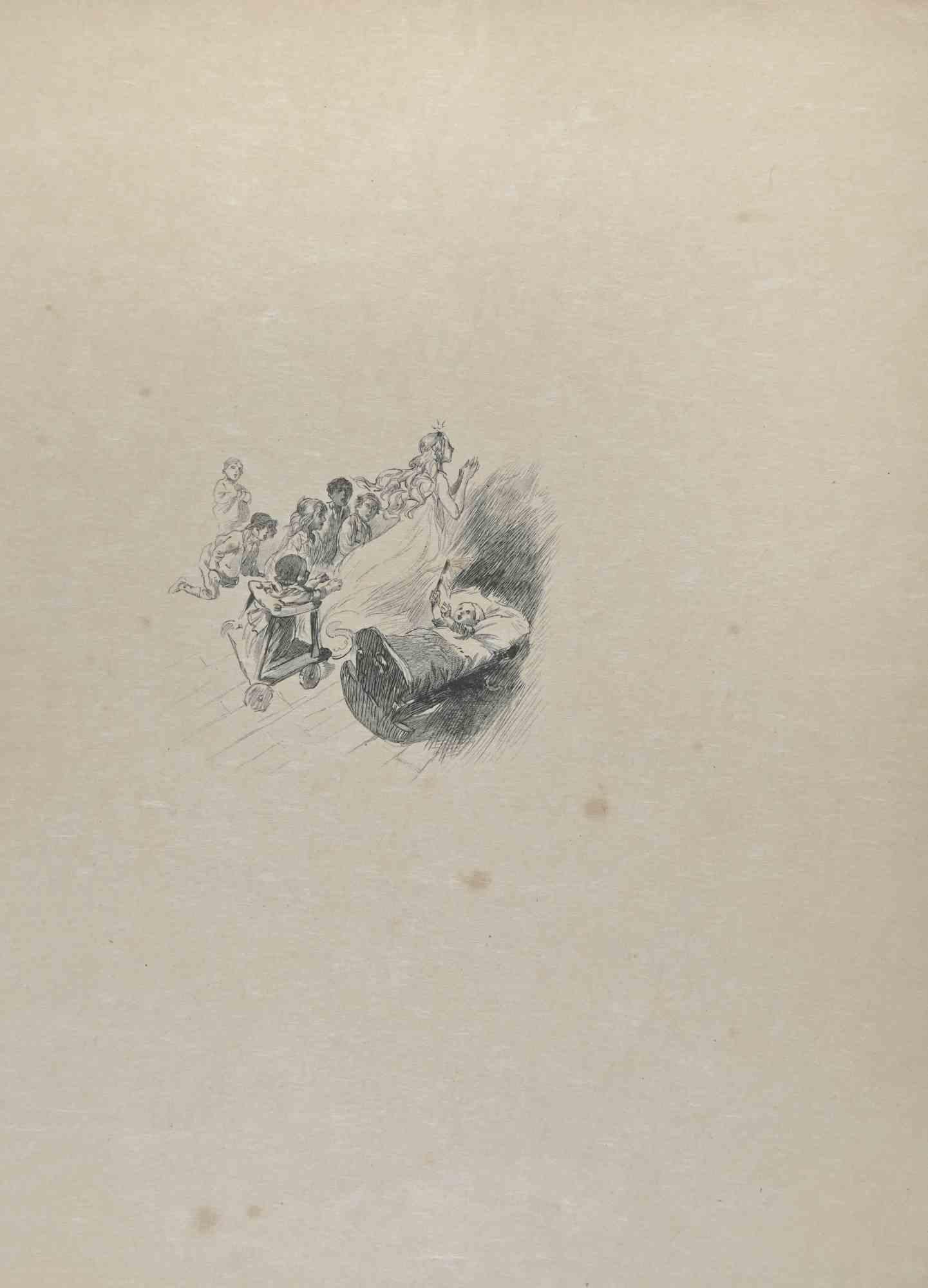 Baby- Lithograph by Hégésippe Moreau - 1838