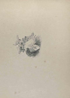 Antique Baby- Lithograph by Hégésippe Moreau - 1838