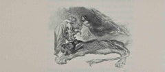 Fairies  et Lion - Lithographie de Hégésippe Moreau - 1838