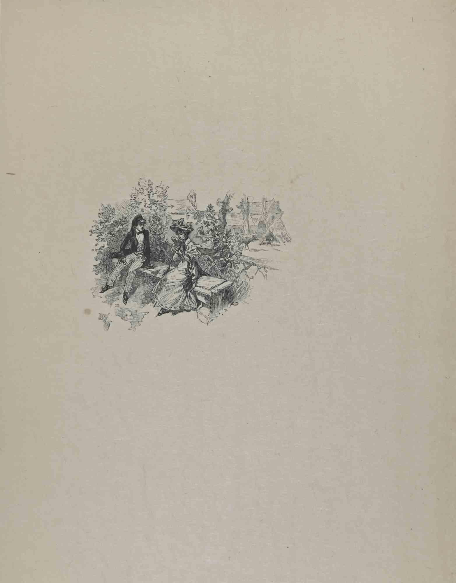 Petits Contes à ma Sœur is a lithograph on paper realized by Hégésippe Moreau,  dated 1838.

The artwork  is in good condition except some foxings that don't affect the image . 

Hégésippe Moreau (1810-1838) was a French lyric poet. The romantic