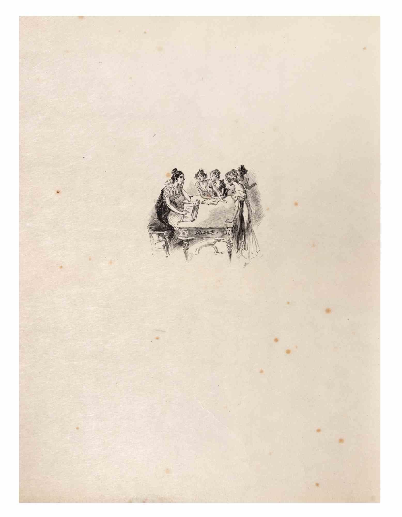 Petits Contes à ma Sœur è una litografia su carta realizzata da Hégésippe Moreau nel 1838.

L'opera d'arte è in buone condizioni.

Hégésippe Moreau (1810-1838) è stato un poeta lirico francese. Il mito romantico si consolidò con la pubblicazione
