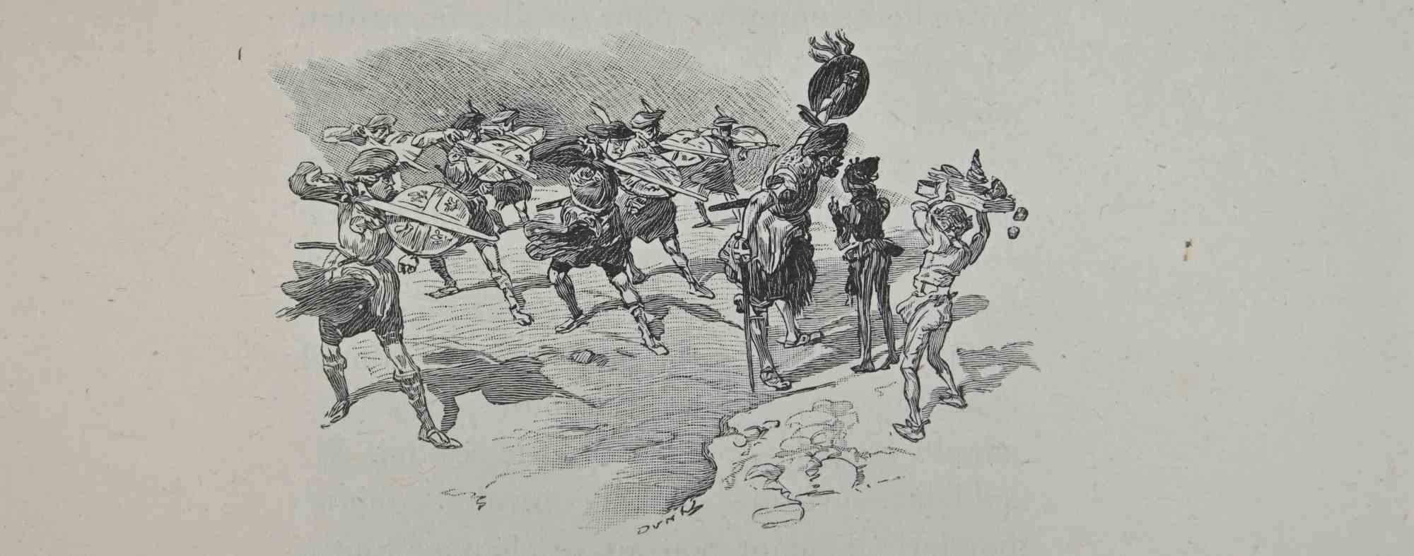 The Conflict - Lithograph by Hégésippe Moreau - Early 20th Century