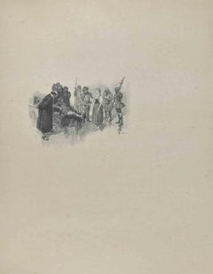 Antique The Meeting - Lithograph by Hégésippe Moreau - 1838