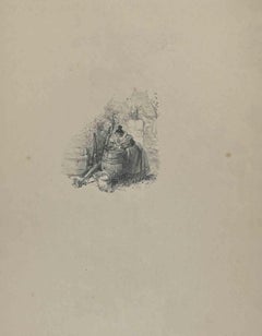 Antique Woman - Lithograph by Hégésippe Moreau - 1838
