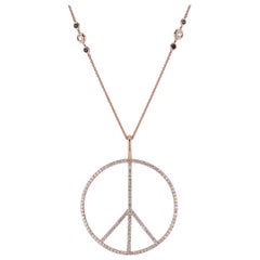 H&H Handmade 2.63 Carat Diamond Peace Sign Pendant made of 18 karat Rose Gold