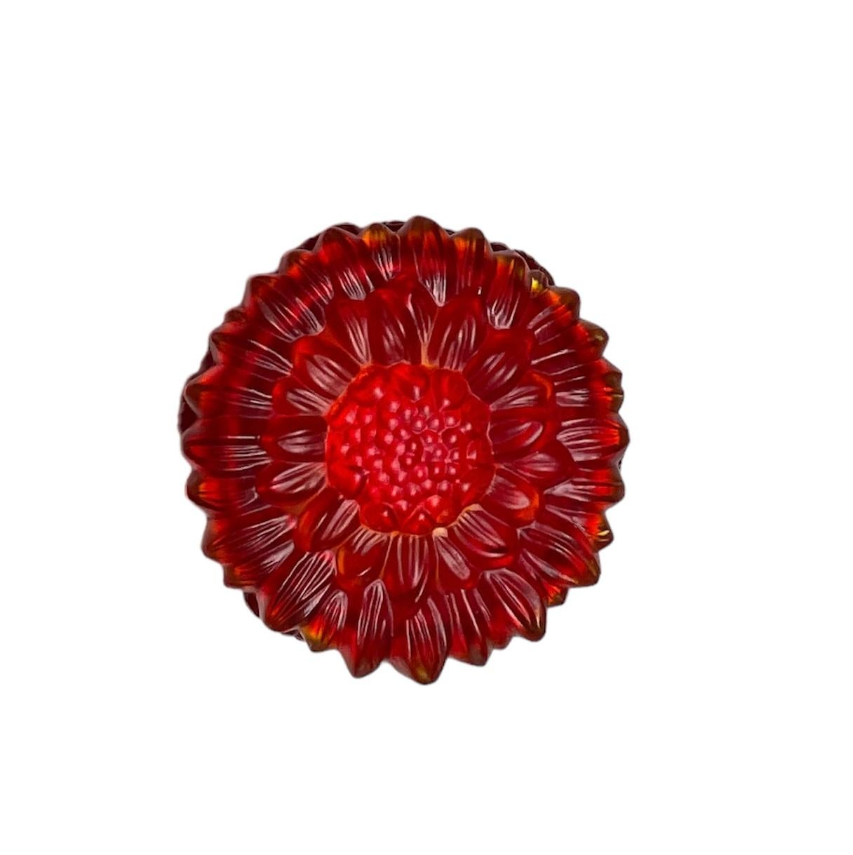 Art Glass H.Hoffman Red Glass Powder, Jewelry And/Or Vanity Round Box For Sale