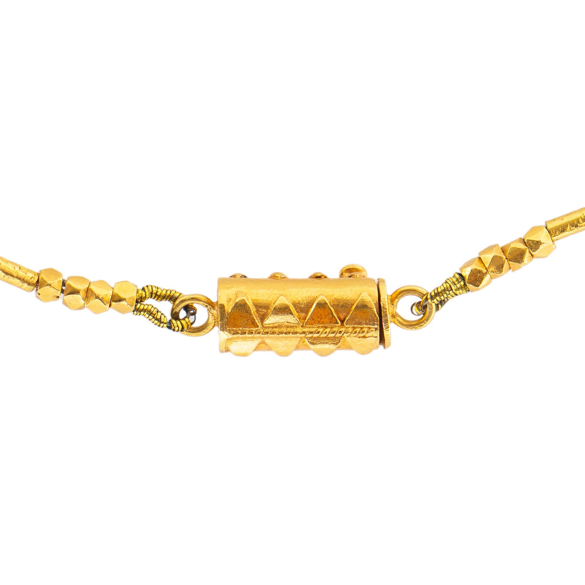 Etruscan Revival Ruby Drop High-karat Gold Fringe Designer Necklace For Sale