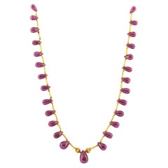 Hi-carat Gold and Ruby Drop Fringe Necklace
