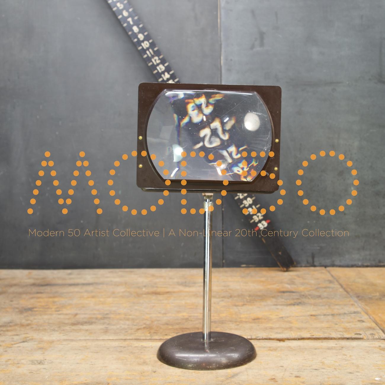 Mid-Century Modern Hi-Def Television Magnifier Magnifying Glass Lens Stand Looking Retro Techno Mod