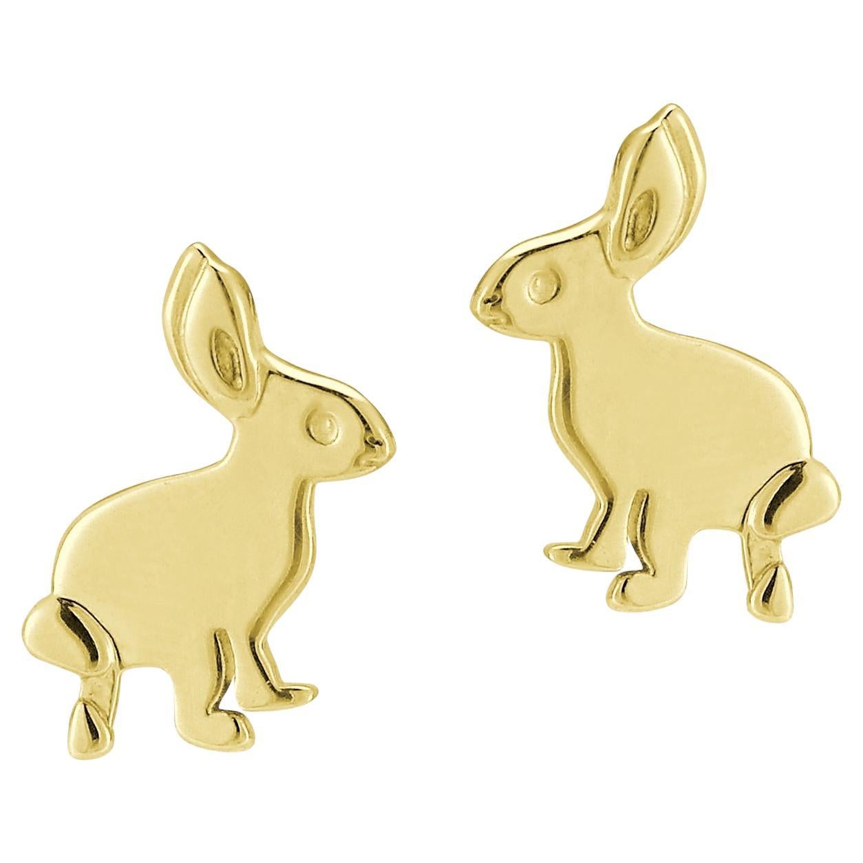 Hi June Parker 14 Karat Gold Bunny Stud Earrings