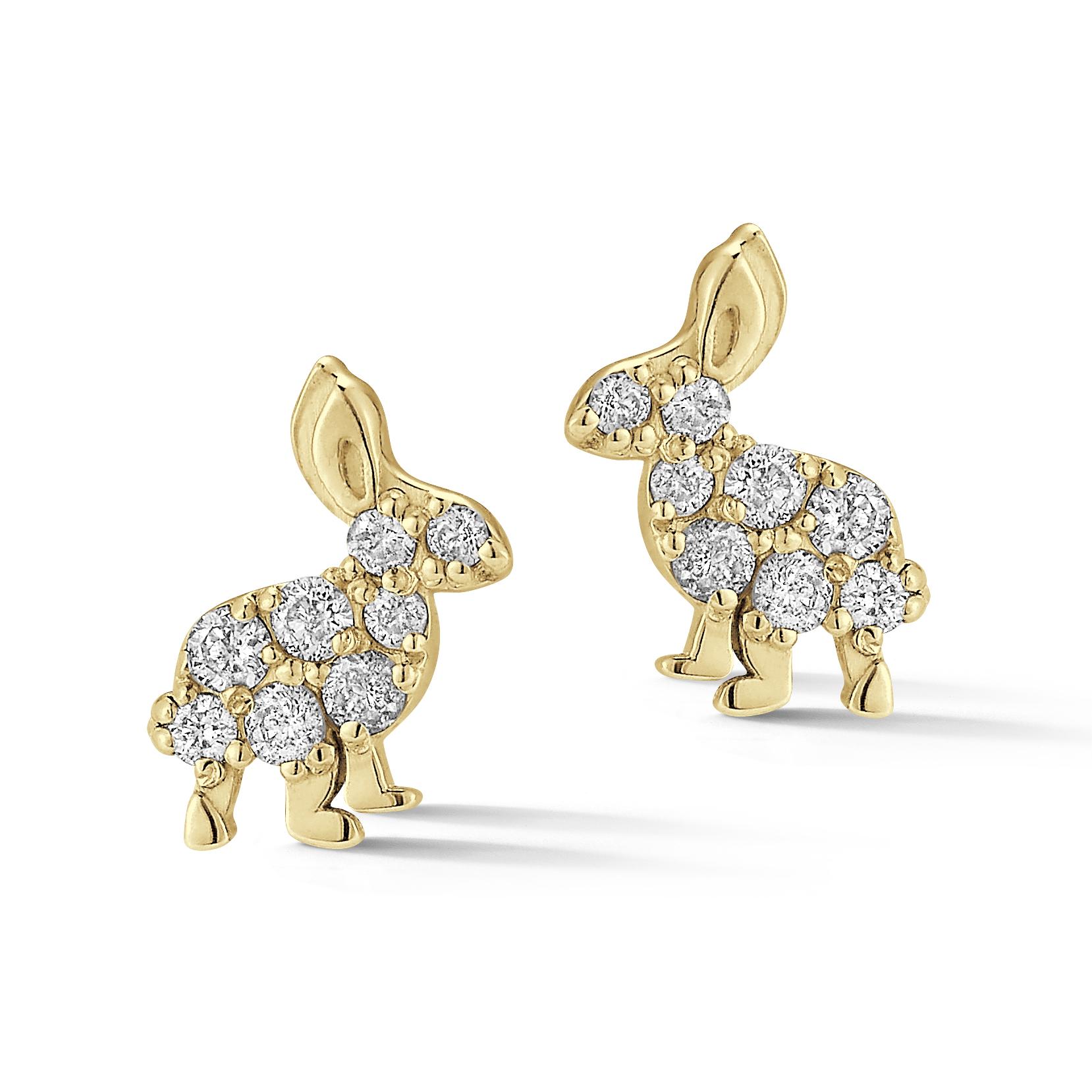 HI June Parker 14 Karat Gold Diamant Bunny-Ohrstecker 0,40 Karat (Rundschliff) im Angebot