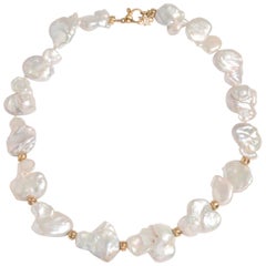 Hi June Parker 14 Karat Gold Keshi Pearl Statement Necklace