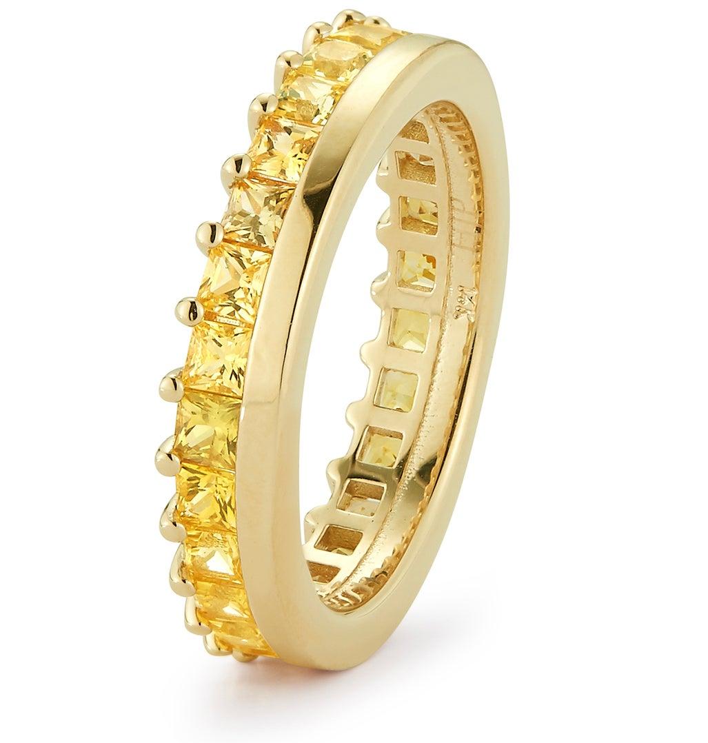 En vente :  2.40 Carat Fancy Yellow Sapphire Princess Cut Bridal Eternity Band 6