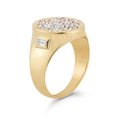 Hi June Parker Pavé Signet Ring 0.84 Carat Diamonds 14 Karat Yellow Gold