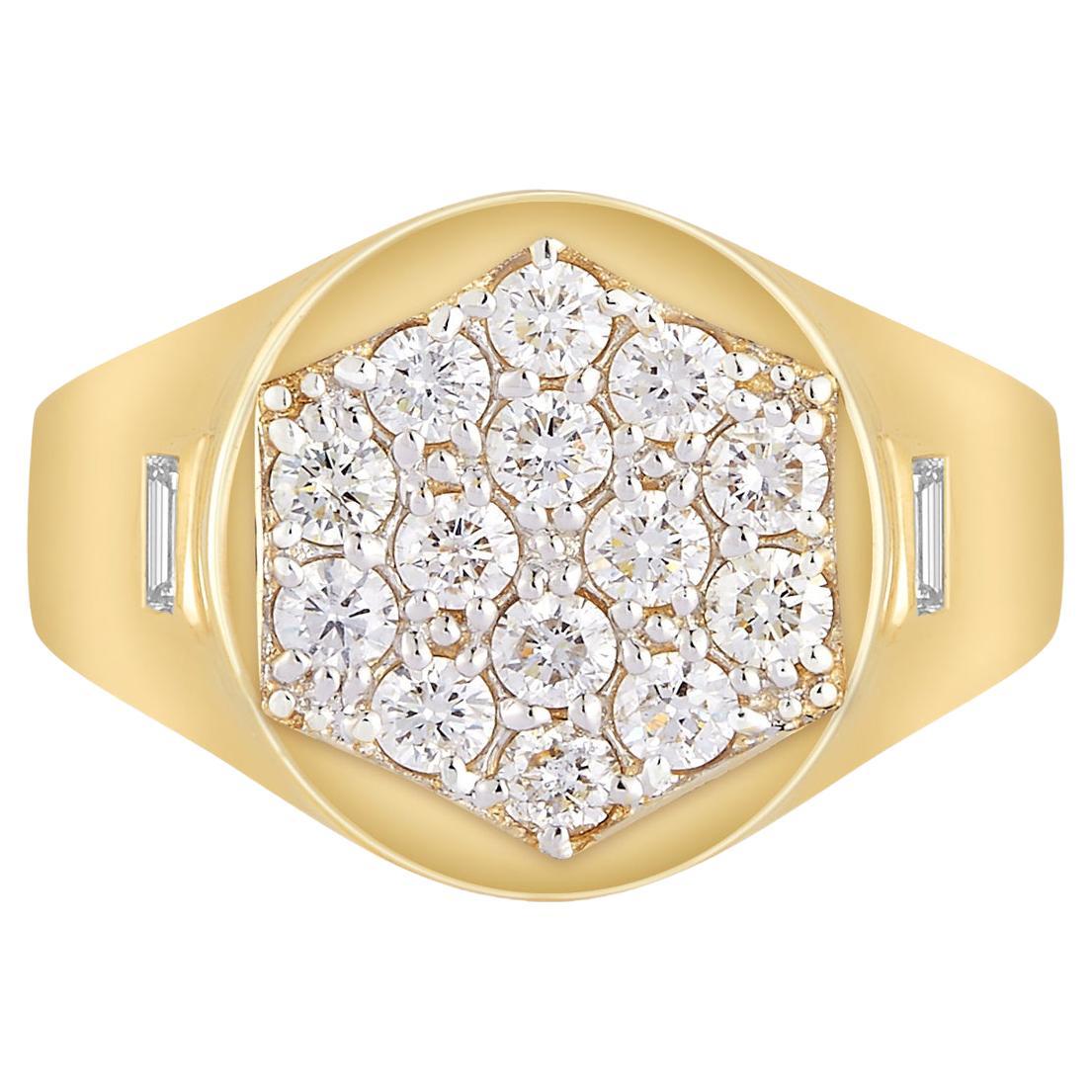 Hi June Parker Pavé Signet Ring 0.84 Carat Diamonds 14 Karat Yellow Gold
